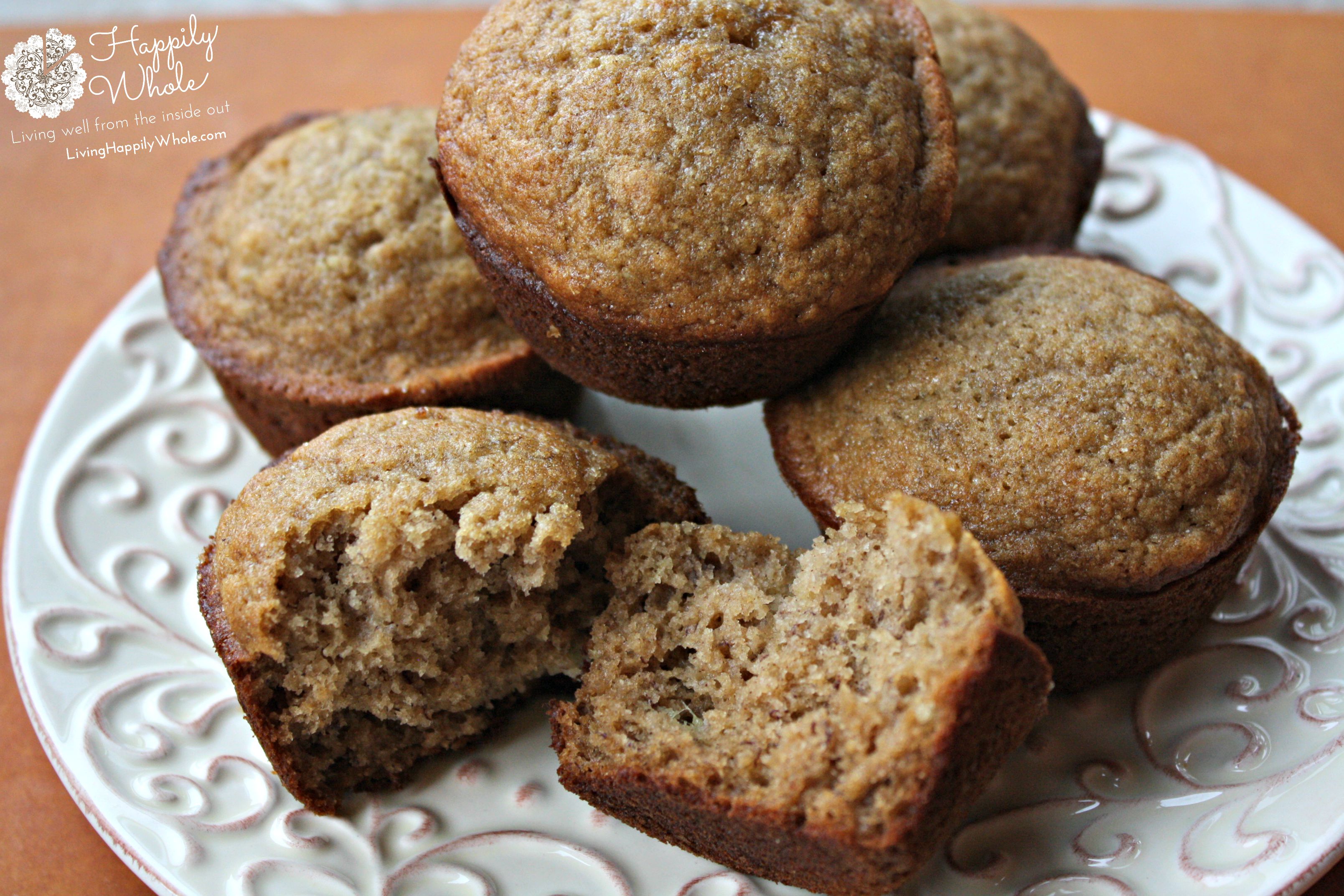 Good Morning Banana Muffins, gluten free Happily Whole